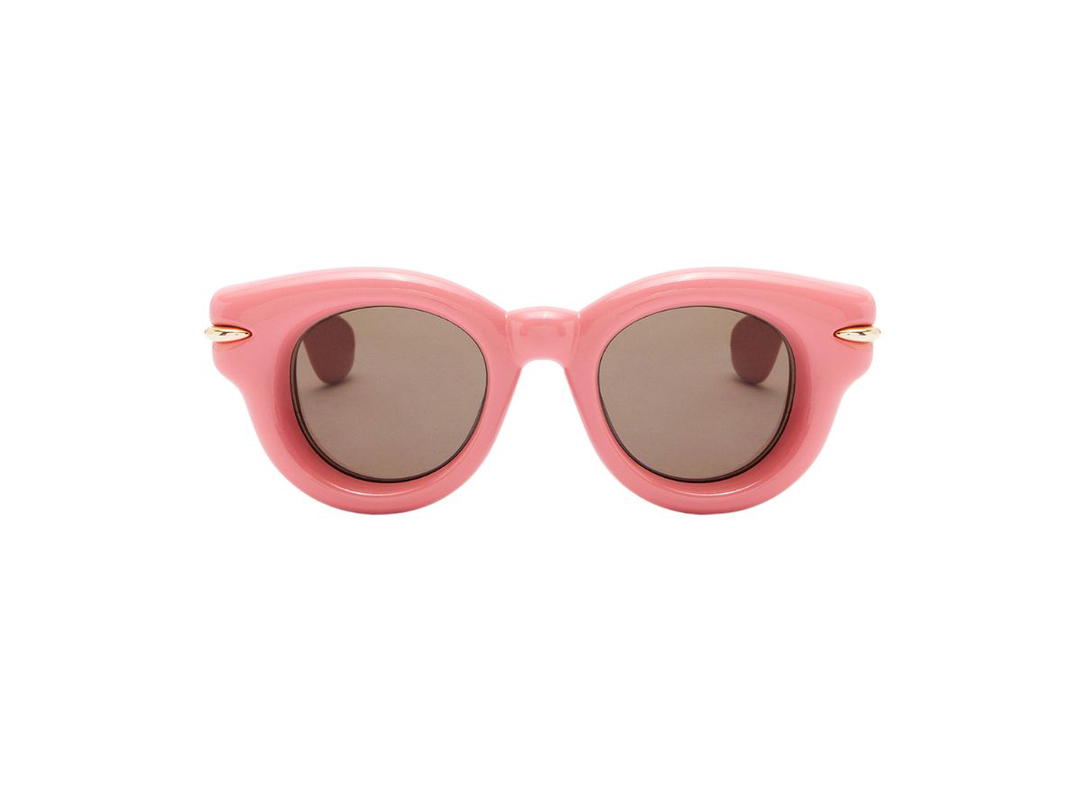 Loewe Loewe Inflated Round Sunglasses In Nylon With Gold Embellishment And Loewe Logo On The Arm Coral Pink