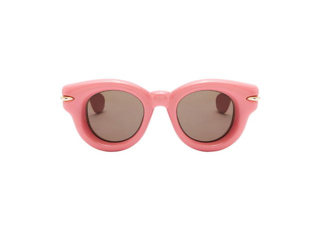Loewe Loewe Inflated Round Sunglasses In Nylon With Gold Embellishment And Loewe Logo On The Arm Coral Pink - view 1