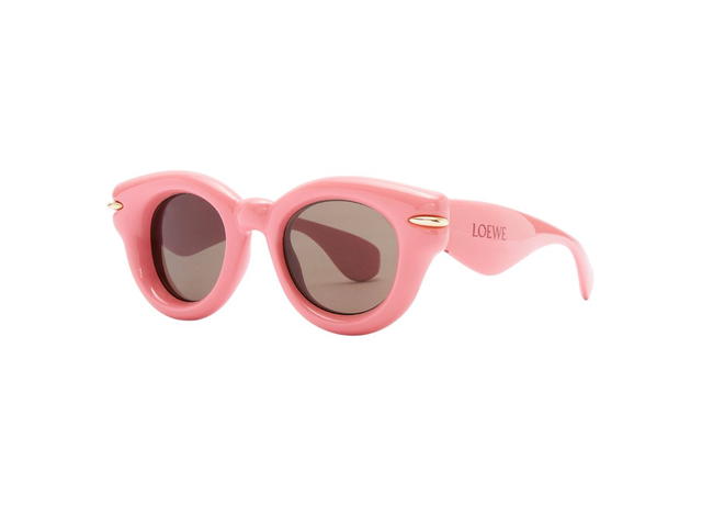 Loewe Loewe Inflated Round Sunglasses In Nylon With Gold Embellishment And Loewe Logo On The Arm Coral Pink - view 2