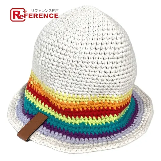 Buy LOEWE knit Rainbow logo hat bucket hat bob hat cotton Multicolore/White at Sasom – Authentic and Ready to Ship