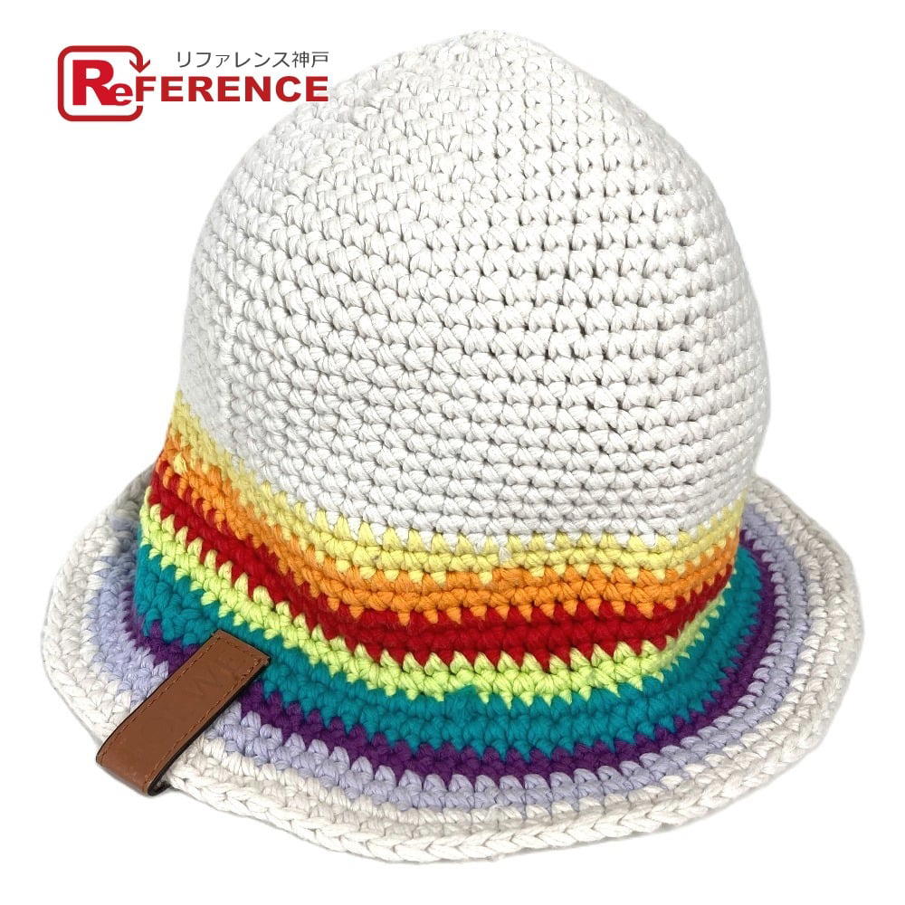 Loewe LOEWE knit Rainbow logo hat bucket hat bob hat cotton Multicolore/White