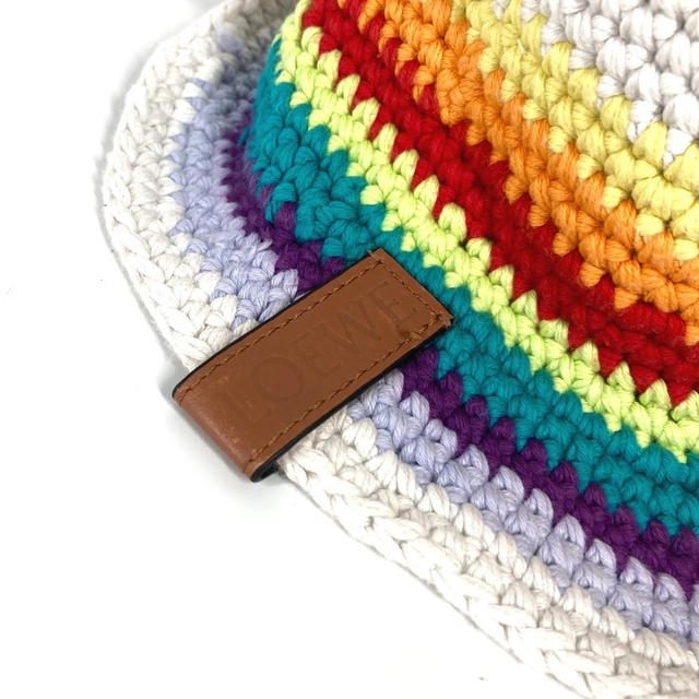 Loewe LOEWE knit Rainbow logo hat bucket hat bob hat cotton Multicolore/White - view 3