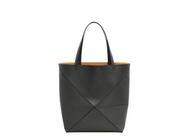 Loewe Loewe Large Puzzle Fold Tote In Shiny Calfskin With Gold Embossed Black - view 2