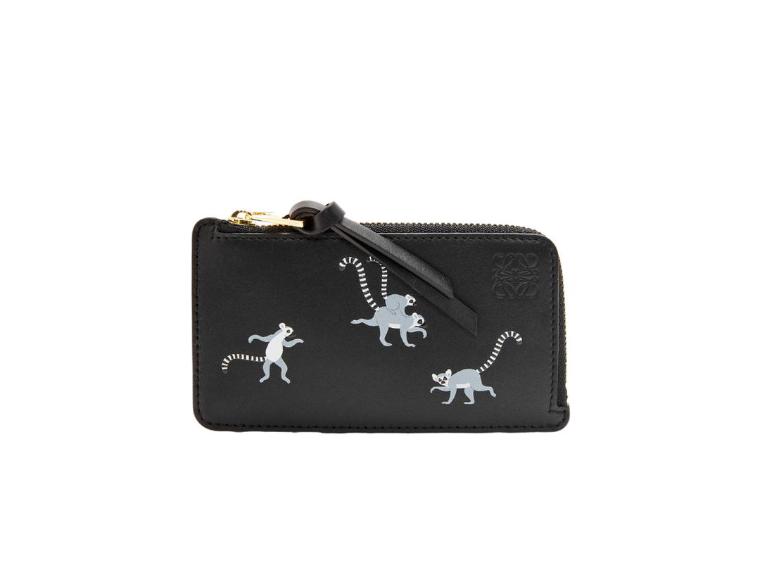 Loewe Loewe Lemur Coin Cardholder In Satin Calfskin With Gold Hardware Black