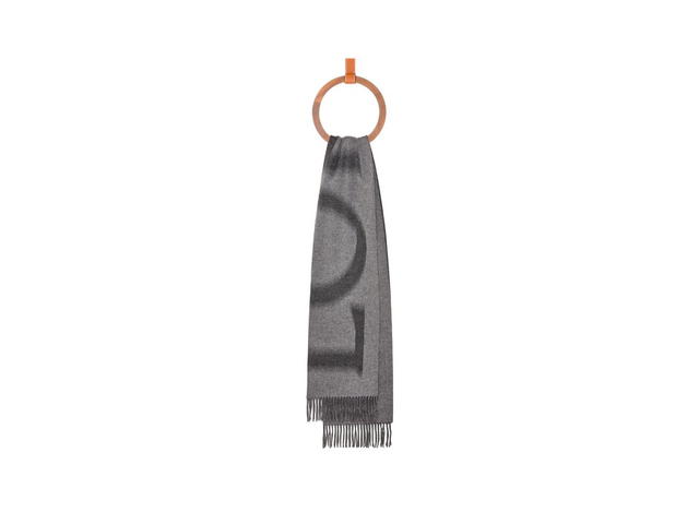 Loewe Loewe LOEWE Scarf In Wool And Cashmere Light Grey-Dark Grey - view 3