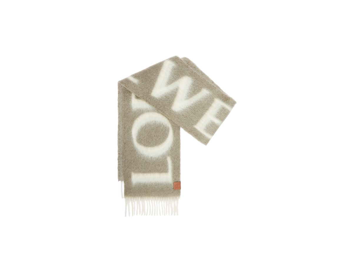 Loewe Loewe LOEWE Scarf In Wool And Mohair Khaki Green-White