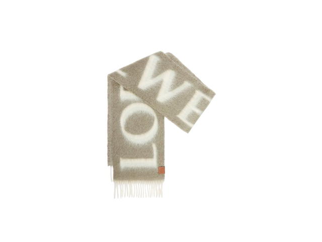 Loewe Loewe LOEWE Scarf In Wool And Mohair Khaki Green-White - view 1