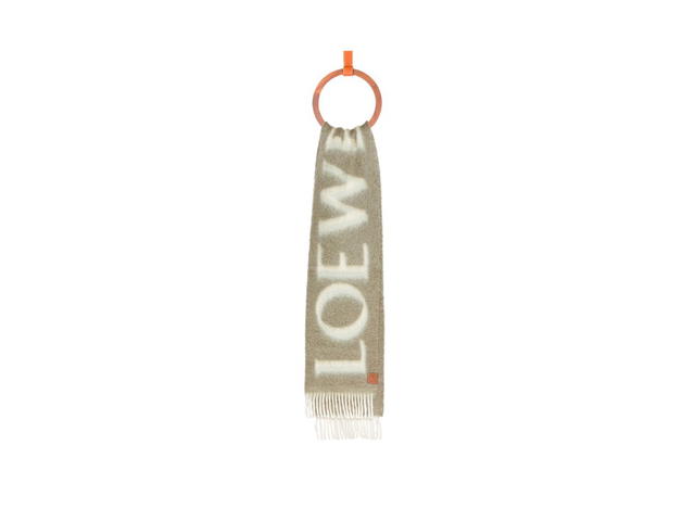 Loewe Loewe LOEWE Scarf In Wool And Mohair Khaki Green-White - view 2