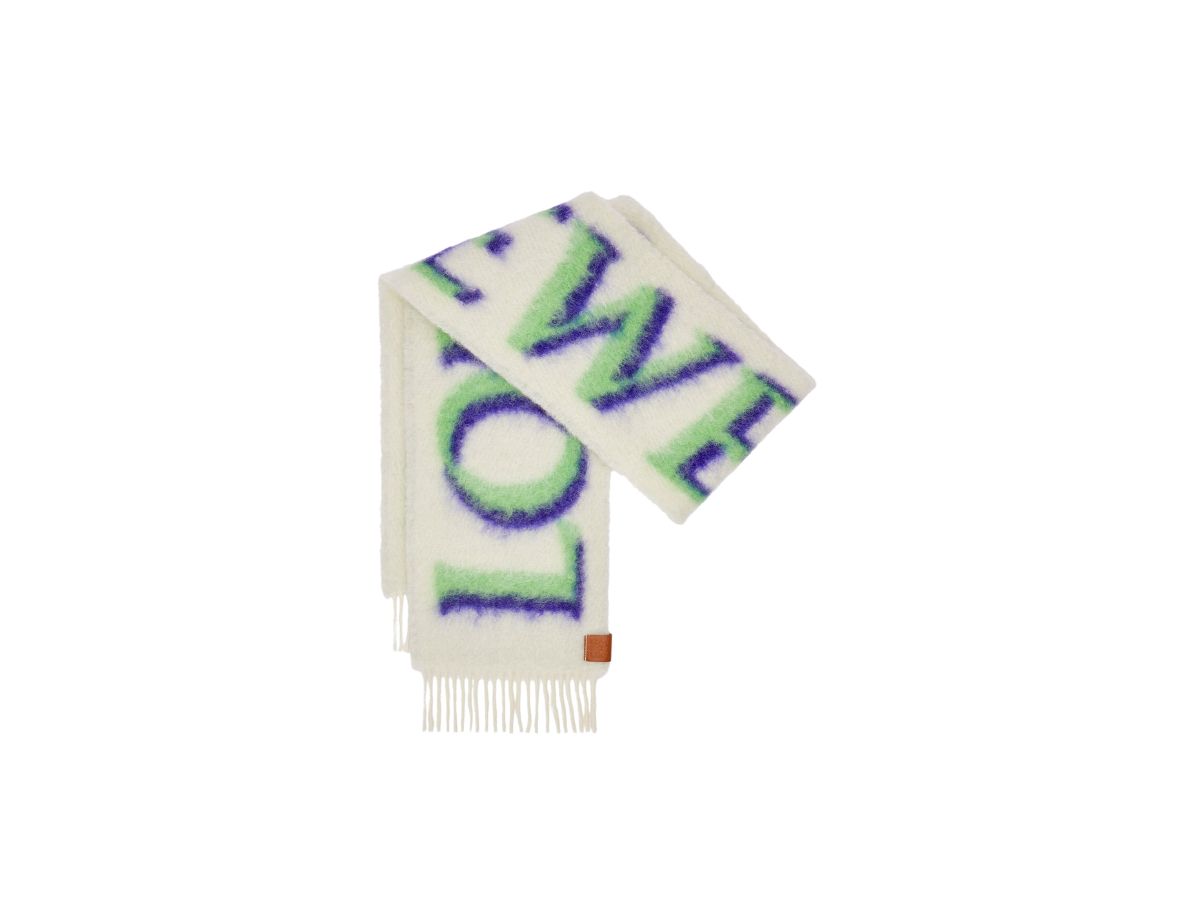 Loewe Loewe LOEWE Scarf In Wool And Mohair White-Green