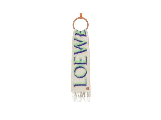 Loewe Loewe LOEWE Scarf In Wool And Mohair White-Green - view 2