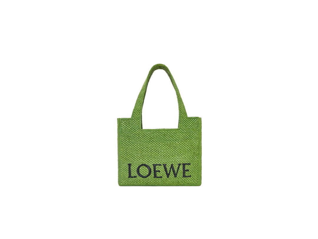 Loewe Loewe Medium LOEWE Font Tote In Raffia Green
