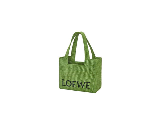 Loewe Loewe Medium LOEWE Font Tote In Raffia Green - view 2