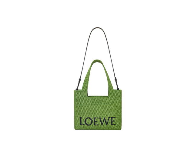 Loewe Loewe Medium LOEWE Font Tote In Raffia Green - view 5
