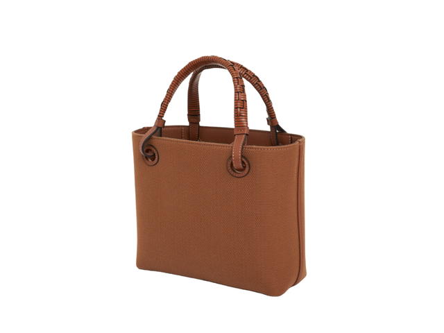 Loewe Loewe Mini Anagram Tote Bag In Jacquard And Calfskin Leather With Gold Hardware Tan - view 2