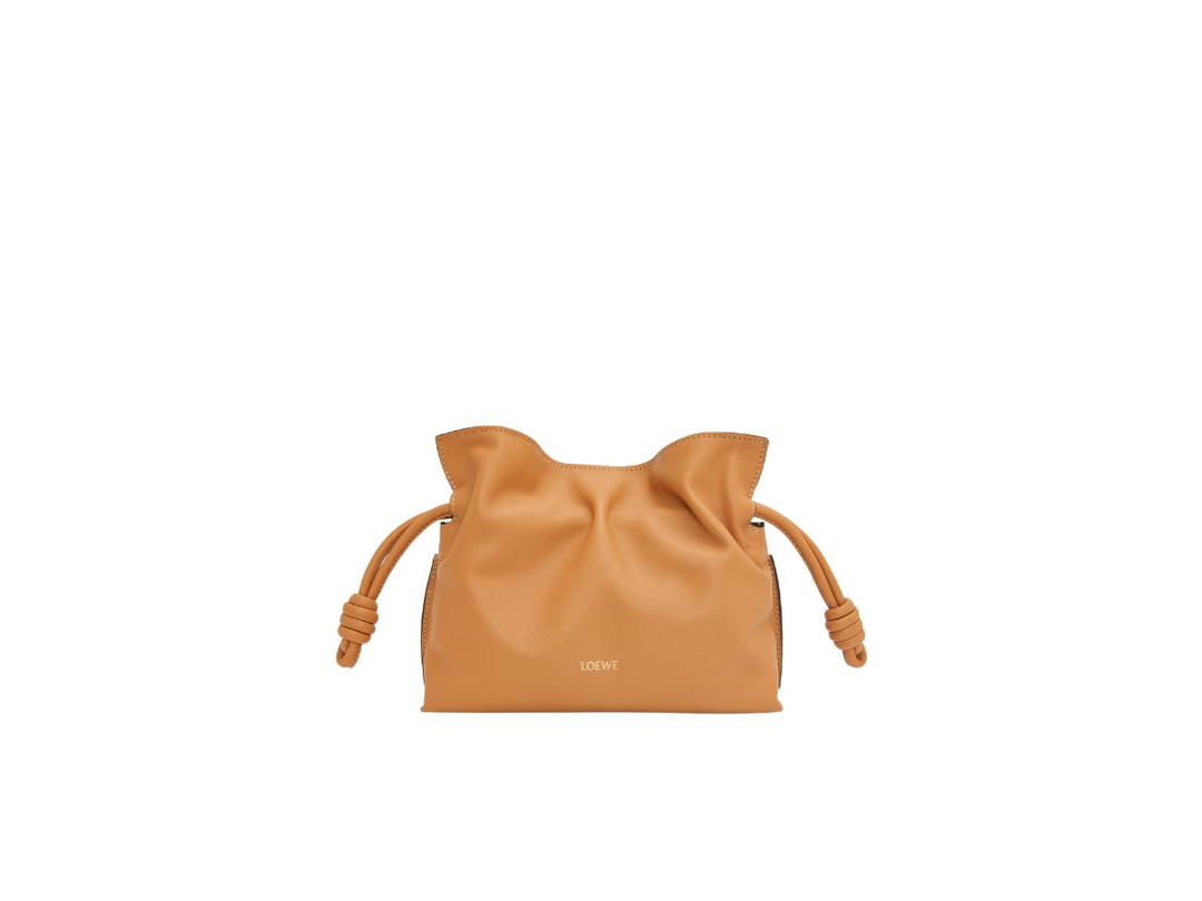 Loewe Loewe Mini Flamenco Clutch In Nappa Calfskin With Gold LOEWE Embossed Warm Desert
