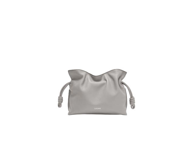 Loewe Loewe Mini Flamenco Clutch In Nappa Calfskin With Silver LOEWE Embossed Pearl Grey - view 1