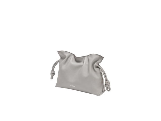 Loewe Loewe Mini Flamenco Clutch In Nappa Calfskin With Silver LOEWE Embossed Pearl Grey - view 2