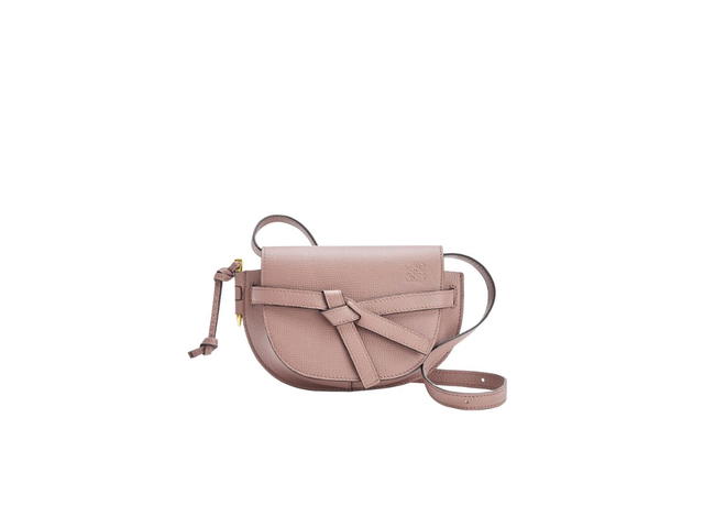 Loewe Loewe Mini Gate Dual Bag In Soft Calfskin And Jacquard Dark Blush - view 1
