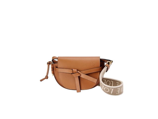 Loewe Loewe Mini Gate Dual Bag In Soft Calfskin And Jacquard Tan - view 1