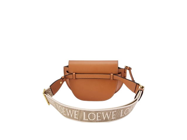 Loewe Loewe Mini Gate Dual Bag In Soft Calfskin And Jacquard Tan - view 2