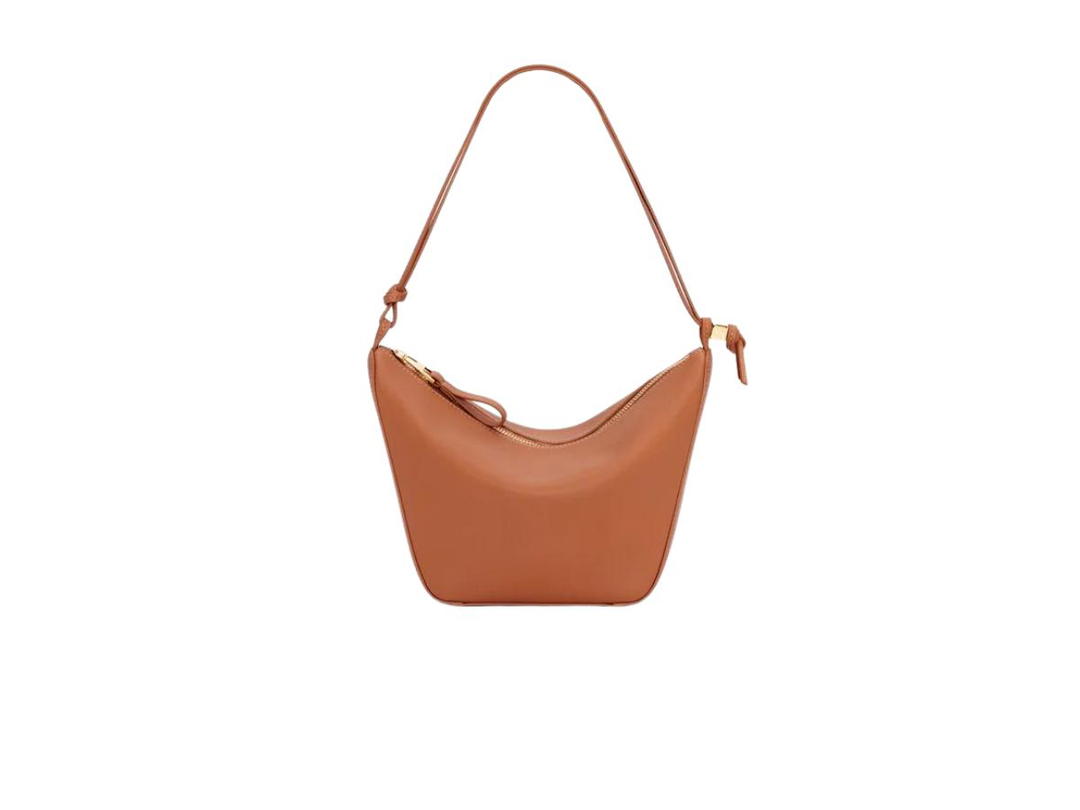 Loewe Loewe Mini Hammock Hobo Bag In Classic Calfskin With Gold Metallic Tan