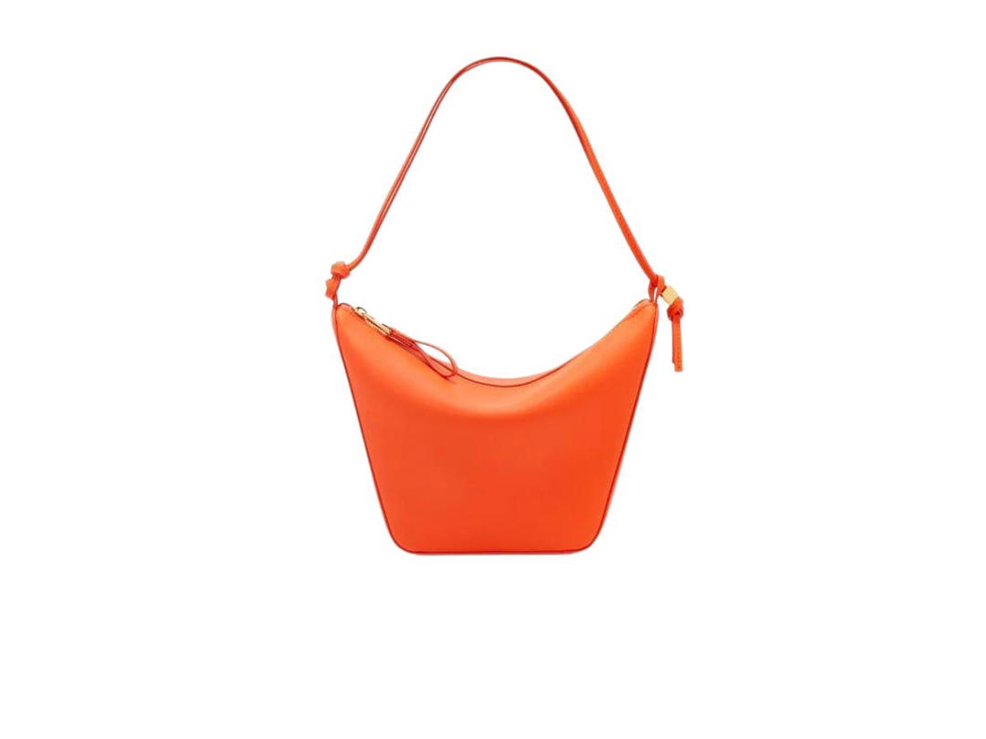 Loewe Loewe Mini Hammock Hobo Bag In Classic Calfskin With Gold Metallic Vivid Orange