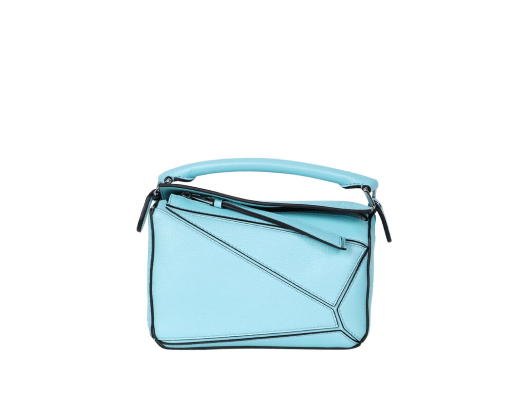 Loewe Loewe Mini Puzzle Bag In Classic Calfskin Leather With Silver Hardware Light Blue