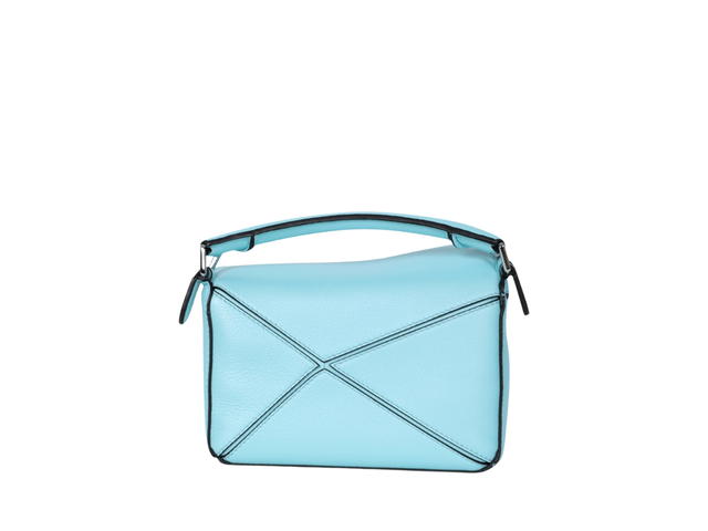 Loewe Loewe Mini Puzzle Bag In Classic Calfskin Leather With Silver Hardware Light Blue - view 2