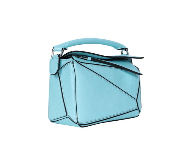 Loewe Loewe Mini Puzzle Bag In Classic Calfskin Leather With Silver Hardware Light Blue - view 3