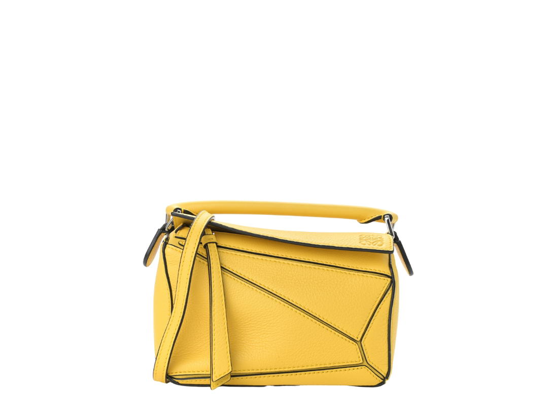 Loewe Loewe Mini Puzzle Bag In Classic Calfskin Leather With Silver Hardware Yellow