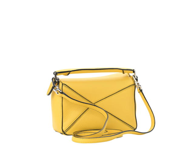 Loewe Loewe Mini Puzzle Bag In Classic Calfskin Leather With Silver Hardware Yellow - view 2