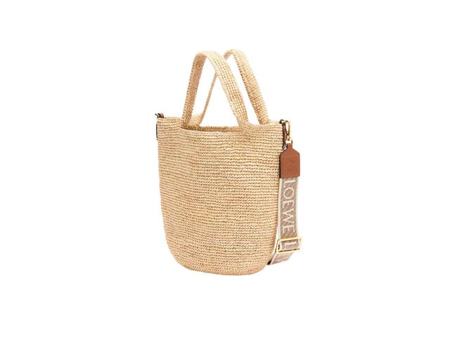 Loewe Loewe Mini Slit Bag In Raffia And Calfskin Natural-Tan - view 2
