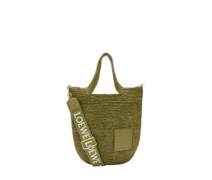Buy Loewe Mini Slit Bag In Raffia And Calfskin Olive at Sasom – Authentic and Ready to Ship