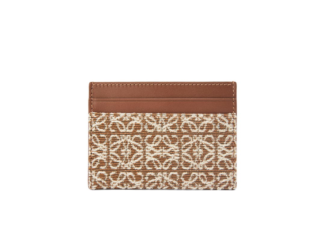 Loewe Loewe Plain Cardholder In Jacquard And Calfskin Tan-Pecan