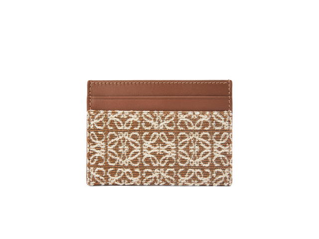 Loewe Loewe Plain Cardholder In Jacquard And Calfskin Tan-Pecan - view 1