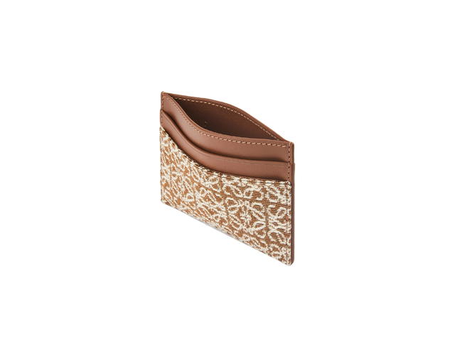 Loewe Loewe Plain Cardholder In Jacquard And Calfskin Tan-Pecan - view 3