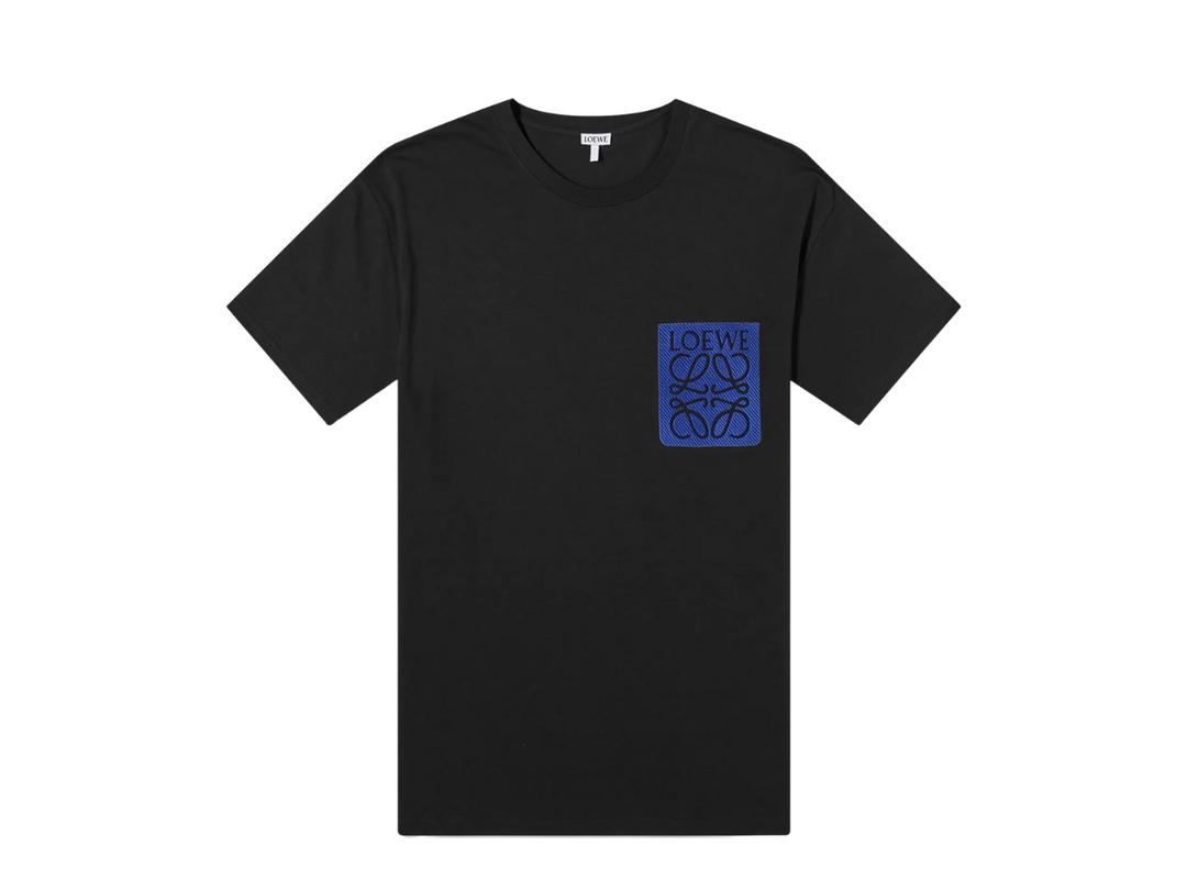 Loewe Loewe Relaxed Fit T-shirt In Cotton-Blue Anagram Patch Black