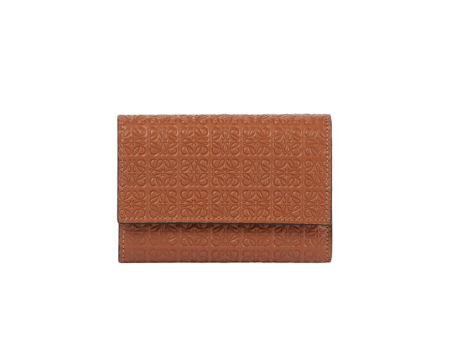 Loewe Loewe Repeat Trifold Wallet In Embossed Silk Calf With Gold Metallic Tan - view 1