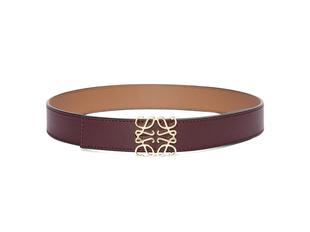 Loewe Loewe Reversible Anagram Belt 28MM In Smooth Calfskin With Gold Hardware Burgundy