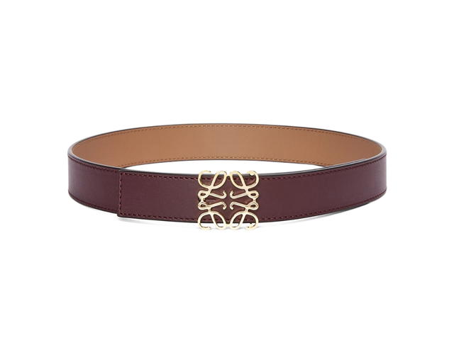 Loewe Loewe Reversible Anagram Belt 28MM In Smooth Calfskin With Gold Hardware Burgundy - view 1