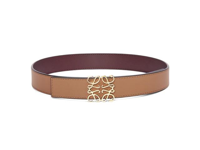 Loewe Loewe Reversible Anagram Belt 28MM In Smooth Calfskin With Gold Hardware Burgundy - view 2