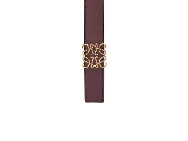 Loewe Loewe Reversible Anagram Belt 28MM In Smooth Calfskin With Gold Hardware Burgundy - view 3