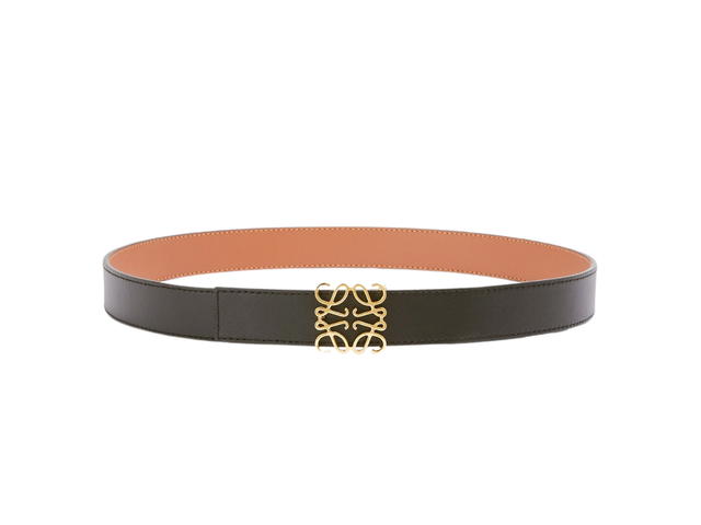 Loewe Loewe Reversible Anagram Belt 28MM In Smooth Calfskin With Gold Hardware Tan-Black - view 1