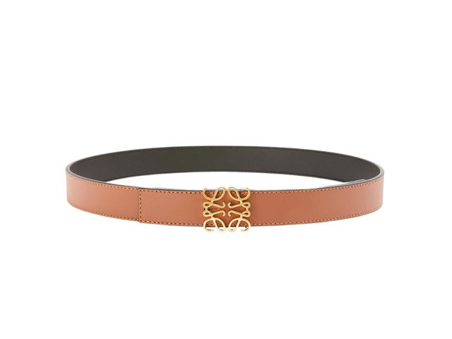 Loewe Loewe Reversible Anagram Belt 28MM In Smooth Calfskin With Gold Hardware Tan-Black - view 2