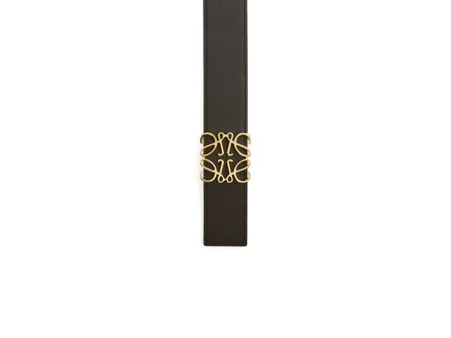 Loewe Loewe Reversible Anagram Belt 28MM In Smooth Calfskin With Gold Hardware Tan-Black - view 3