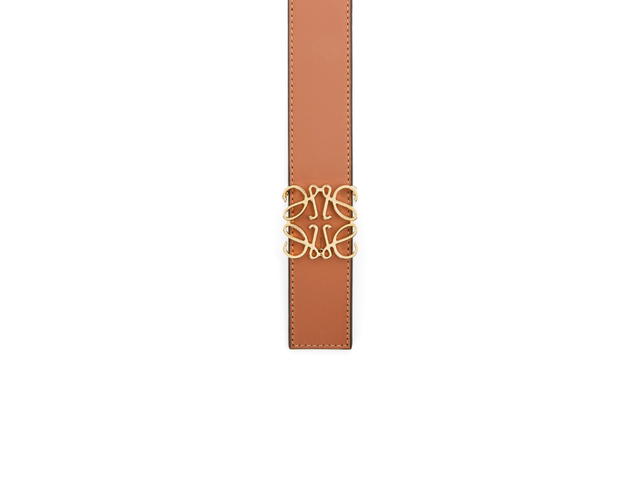 Loewe Loewe Reversible Anagram Belt 28MM In Smooth Calfskin With Gold Hardware Tan-Black - view 4