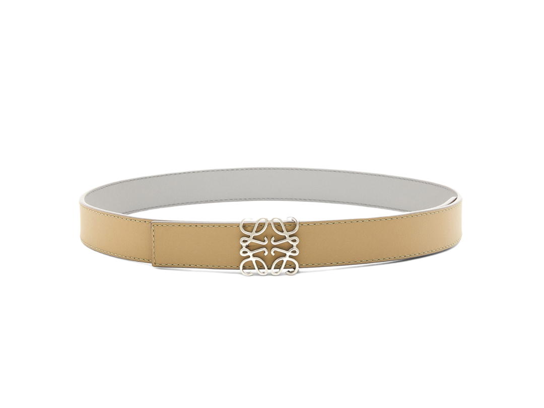 Loewe Loewe Reversible Anagram Belt 28MM In Smooth Calfskin With Palladium Hardware Pearl Grey-Clay Green