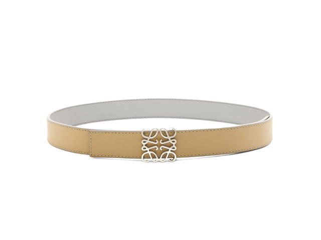 Loewe Loewe Reversible Anagram Belt 28MM In Smooth Calfskin With Palladium Hardware Pearl Grey-Clay Green - view 1