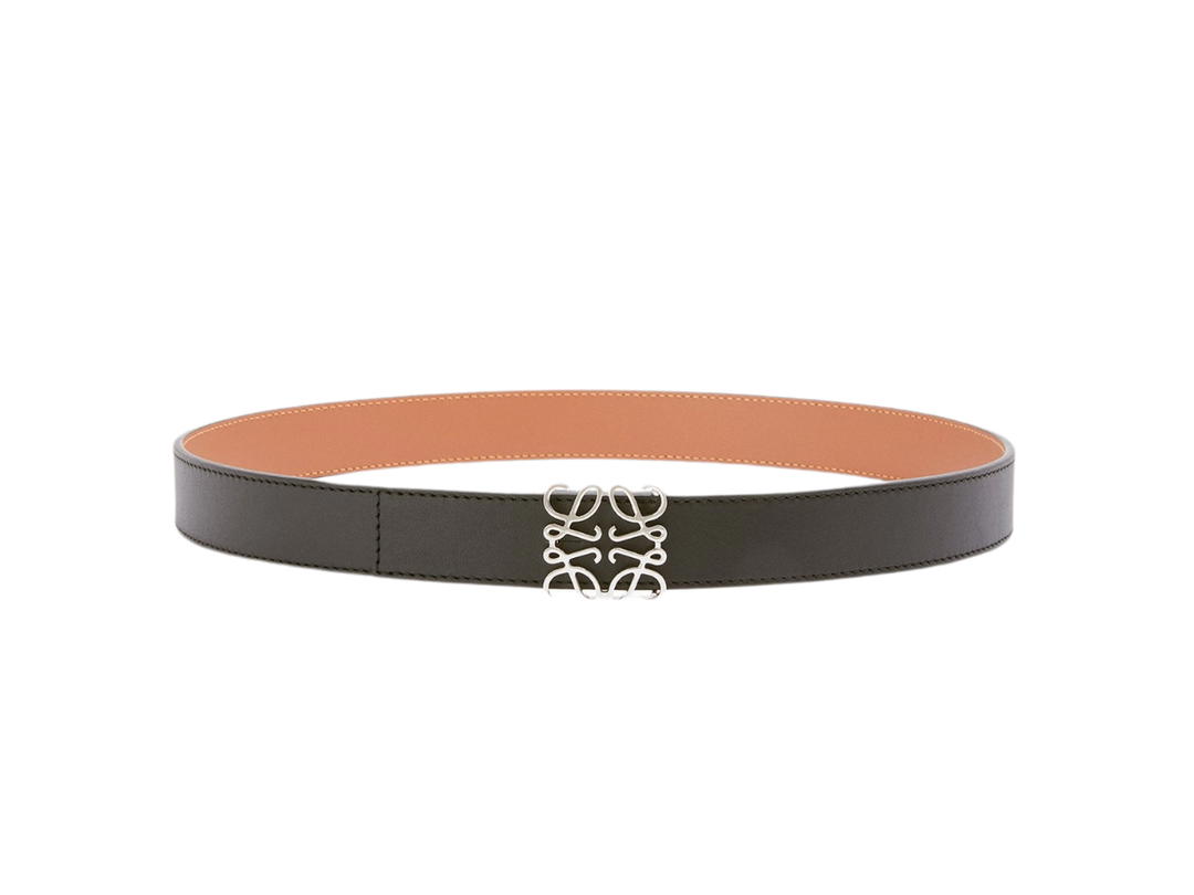 Loewe Loewe Reversible Anagram Belt 28MM In Smooth Calfskin With Palladium Hardware Tan-Black