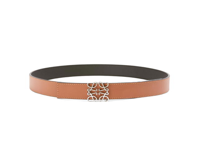 Loewe Loewe Reversible Anagram Belt 28MM In Smooth Calfskin With Palladium Hardware Tan-Black - view 2